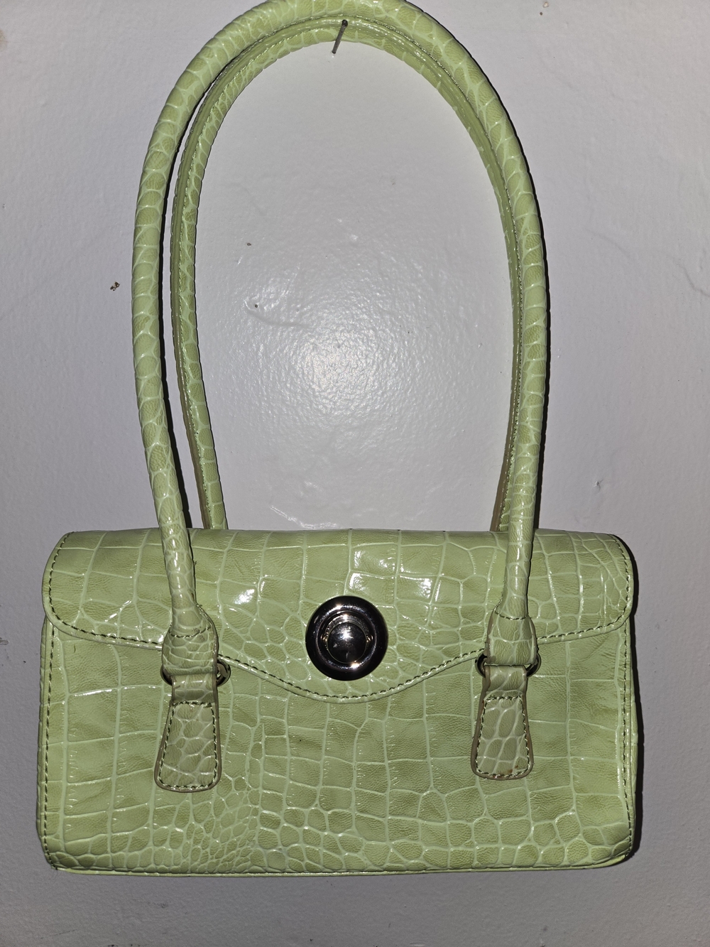 Vegan Leather Crocodile Print Shoulder Bag